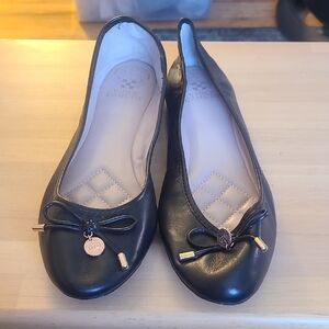 Vince Camuto Black Flats with Gold Details